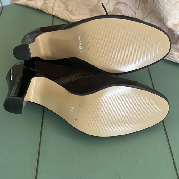 Vintage Stunning Enzo Angiolini Aeemelle Brown Laced Oxford Block Heels Size 8M - Picture 10 of 15